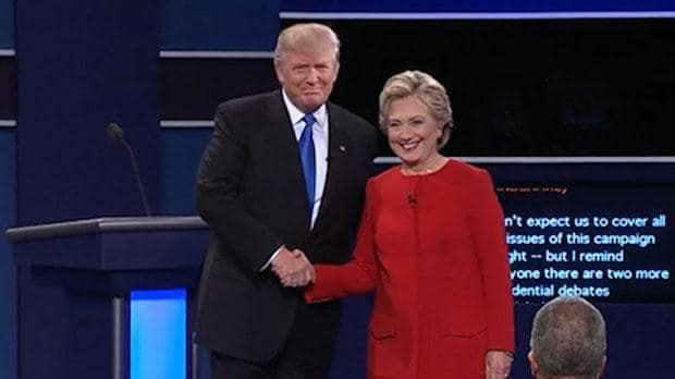 Hillary and Trump shaking hands… A really weird picture.