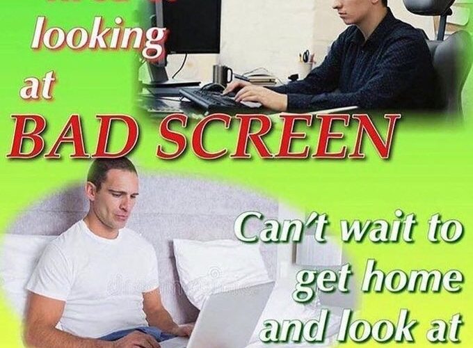 Tech Bro: Bad Screen (work) vs Good Screen (side hustle)